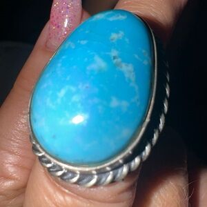 Turquoise and silver ring, size 7